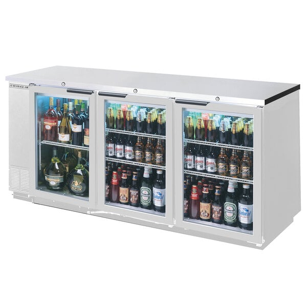 a refrigerator with bottles of beer