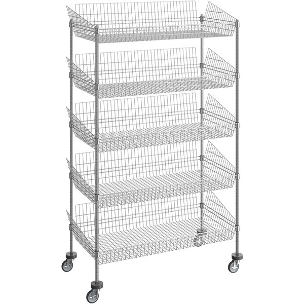 Chrome Wire Cart With Top Sloping Shelf - Free Delivery - Storage N Stuff