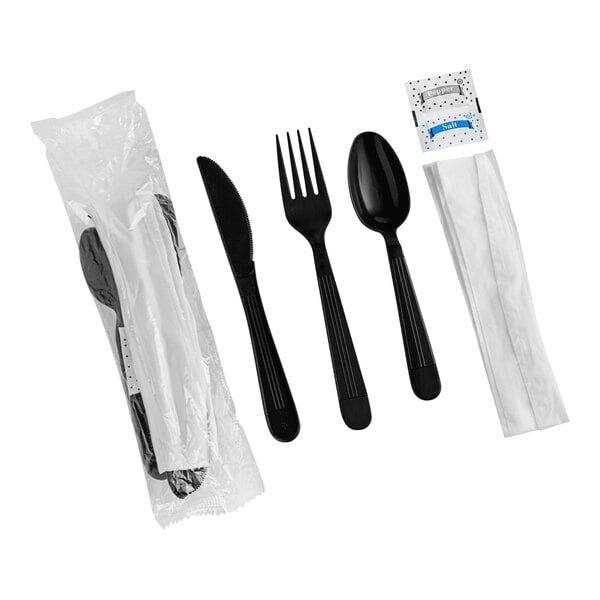 a plastic bag with a knife and spoon