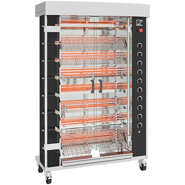 A large black and silver Rotisol-France electric rotisserie.