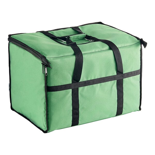Choice Insulated 23" x 13" x 15" Customizable Green Nylon Food Delivery Bag / Pan Carrier - Holds up to (5) 2 1/2" Deep Full Size Pans