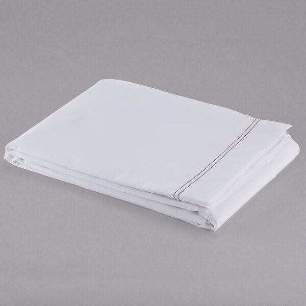 A folded white Oxford T250 Superblend satin flat sheet with a stitched edge.