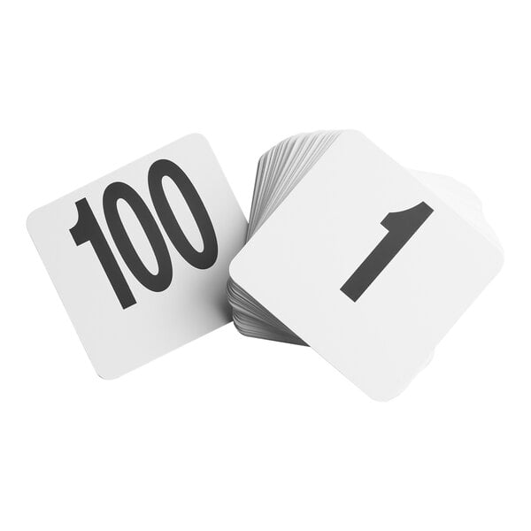 American Metalcraft 4" Heavy Plastic Table Number Cards - 1 to 100