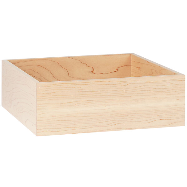 A Cal-Mil maple wood box with a lid.