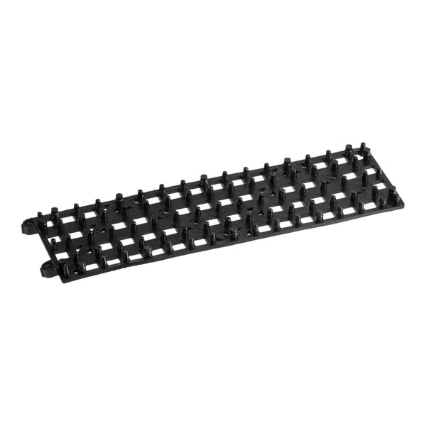 A 12-inch black plastic interlocking bar mat strip.