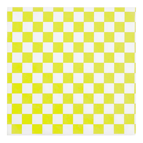 Yellow and white checkered Choice sandwich wrap paper.