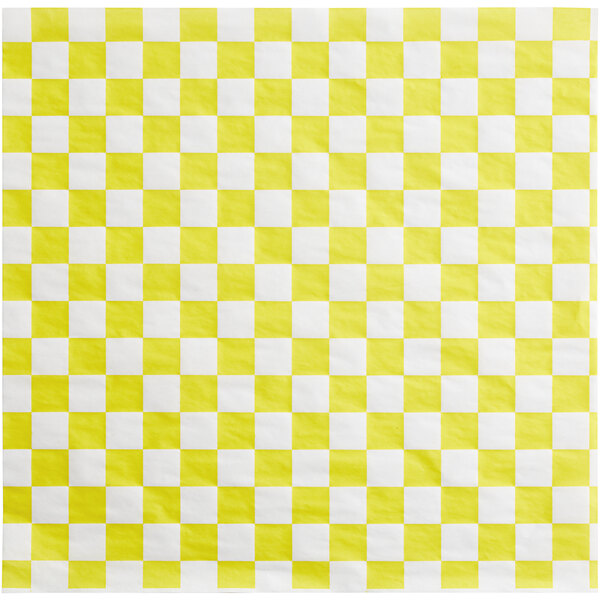 Choice 15 x 15 Yellow Check Deli Sandwich Wrap Paper - 4000/Case