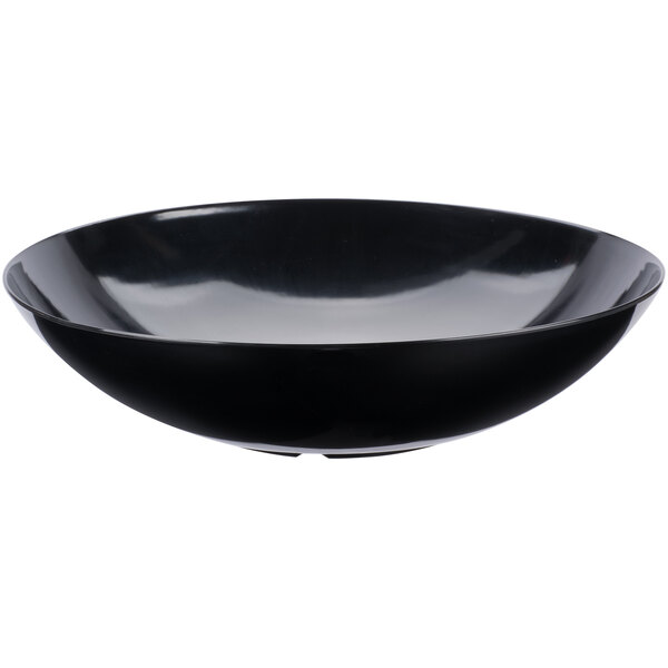 A black bowl on a white background.