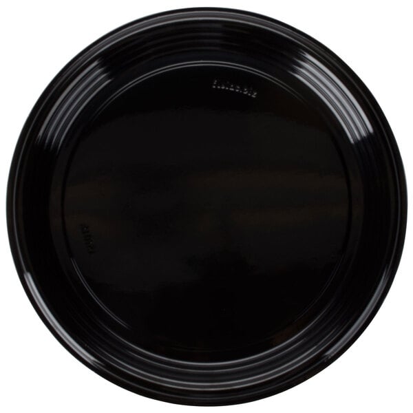 A black Fineline PET plastic catering tray with a white background.