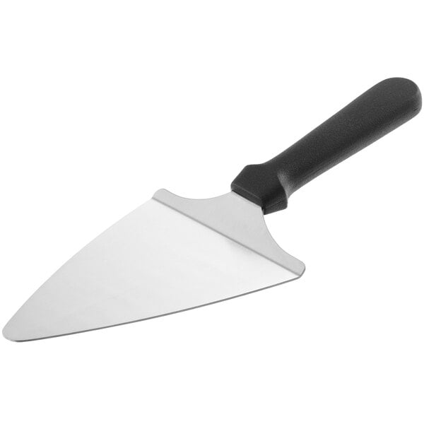 An American Metalcraft pizza server with a black handle and a silver blade.