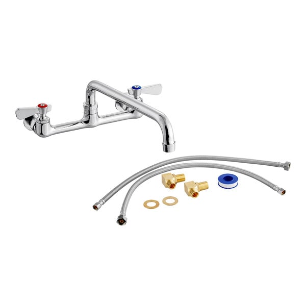 A chrome Regency wall mount faucet with parts.