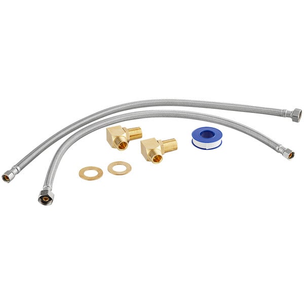 a group of metal pipes and parts