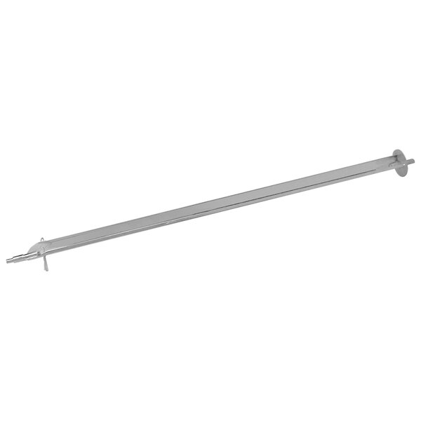 a long silver tool on a white background