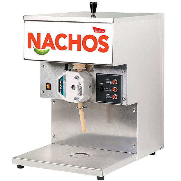 A Cretors nacho cheese pump machine with a white label on it.