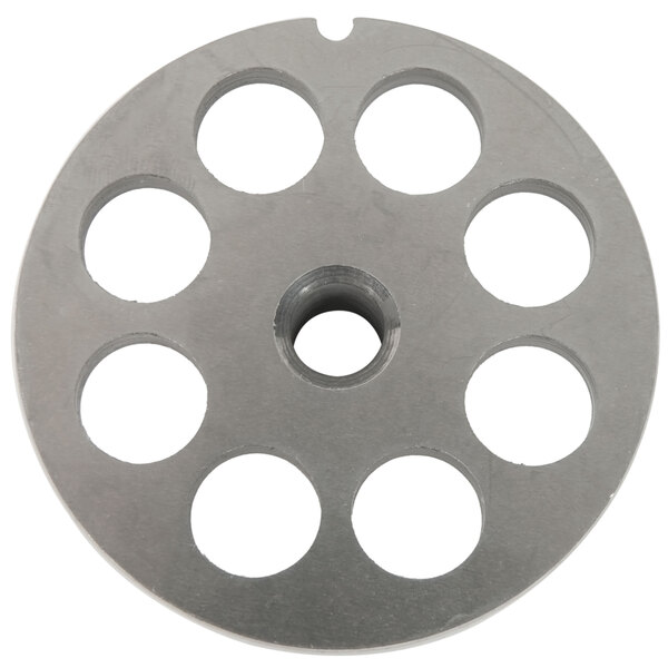 A Globe chopper plate with eight holes.