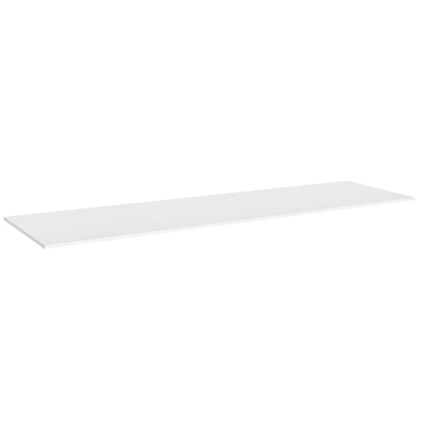 A white rectangular shelf for a merchandising table.