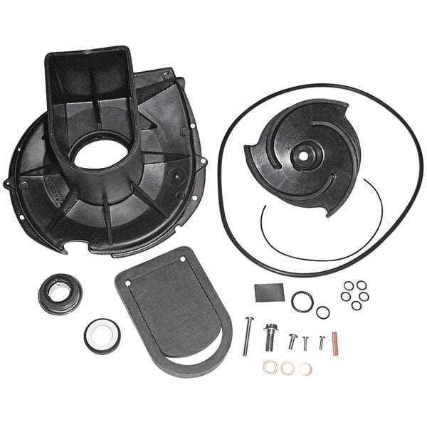 A black plastic and rubber rebuild kit for a Pacer water pump.