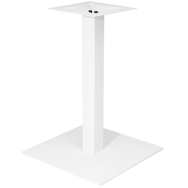 A white rectangular table base with a square base.