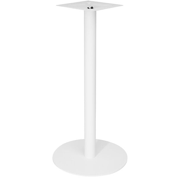 A white metal BFM Seating Uptown round table base.