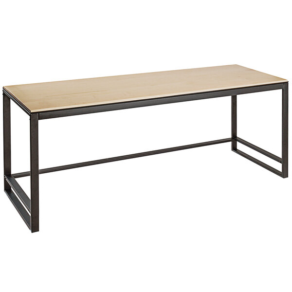 a table with a metal frame