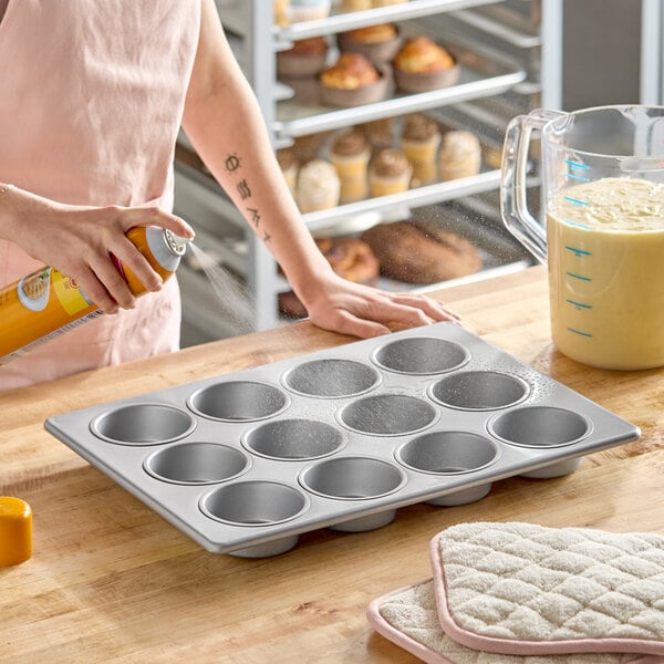 Baker's Lane 12 Cup 7 oz. Glazed Aluminized Steel Jumbo Muffin / Cupcake Pan - 13" x 18"