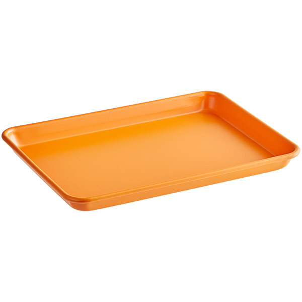 Baker's Mark Quarter Size 18 Gauge Non-Stick 9 1/2 x 13 Orange Wire in  Rim Aluminum Bun / Sheet Pan / Tray