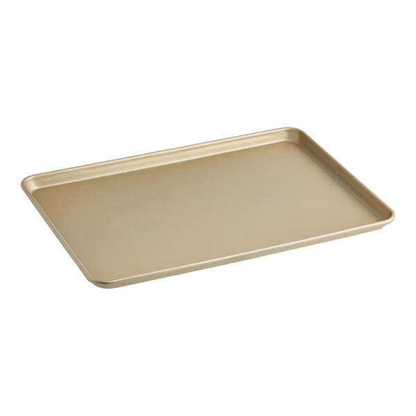 Baker's Lane Full Size 18 Gauge Non-Stick 18" x 26" Gold Wire in Rim Aluminum Bun / Sheet Pan / Tray