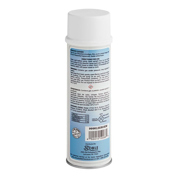 A white spray bottle of Noble Chemical Kleer View glass cleaner with a blue label.