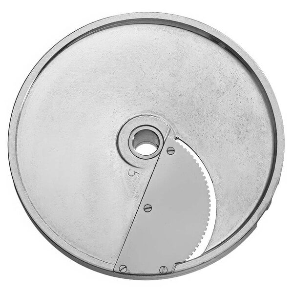 A circular metal Sirman 3/16" slicing disc with a circular blade and a hole in the middle.