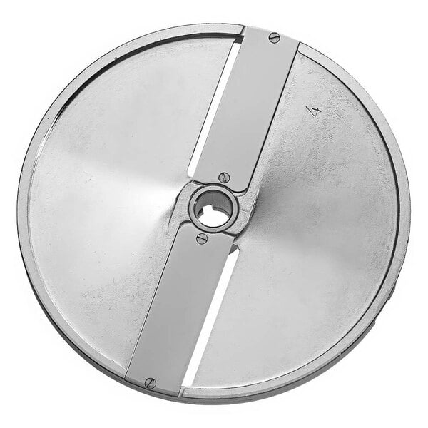 A Sirman 5/32" circular metal slicing disc with two blades and a hole in the center.