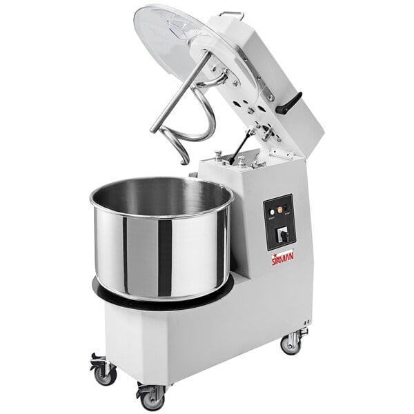 A Sirman Hercules dough mixer with a large bowl.