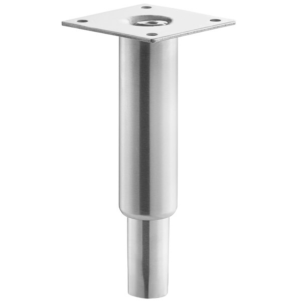 A silver metal pole with a square plate on one end.