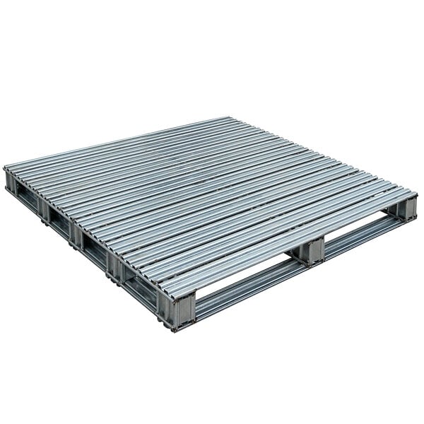 a metal pallet with a white background