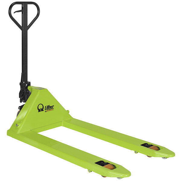 a green pallet jack