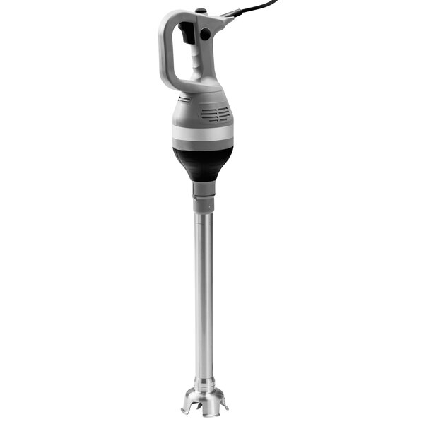 A close-up of a silver and black Sirman Vortex 75 VT hand blender.