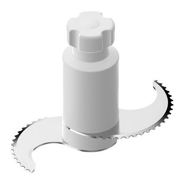 A white plastic serrated "S" blade with a white cap.