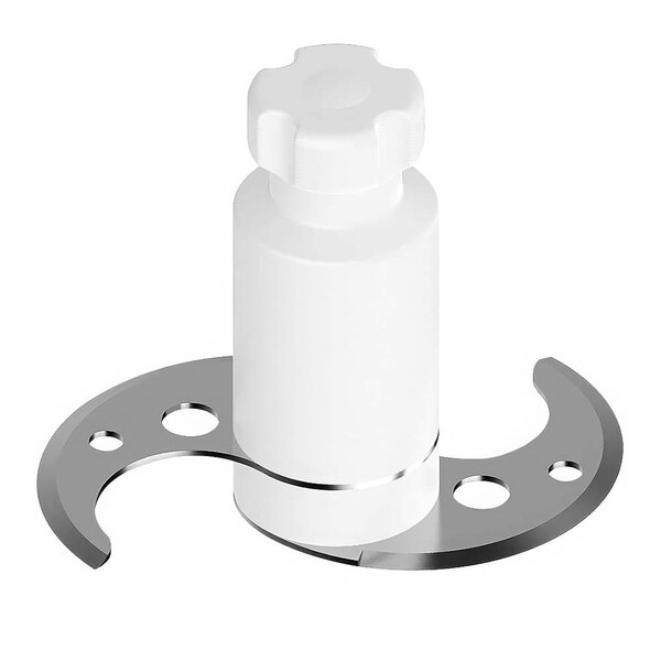 A white plastic bottle with a metal "S" blade.