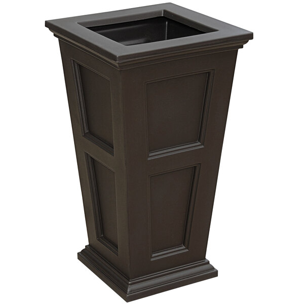 An espresso rectangular planter with a square opening.