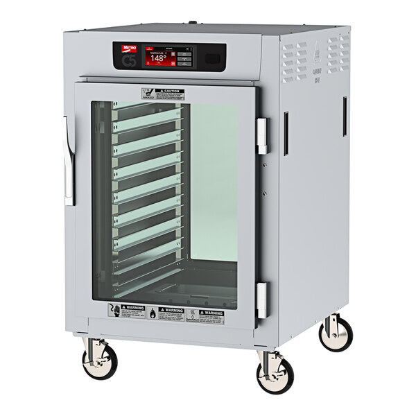 A white Metro C5 holding cabinet with a clear glass door.