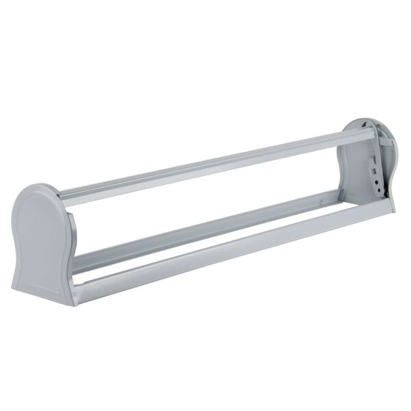 A white metal Bulman paper dispenser with a metal bar.