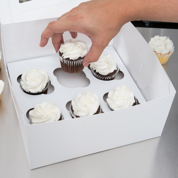 Hold 2 4 6 Standard Cupcakes White Cake Boxes for Pastries Cupcakes and Cookies 10 Piece Cupcake Boxes with Window and Inserts White 
