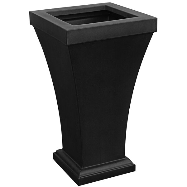 A black rectangular planter with a square top.