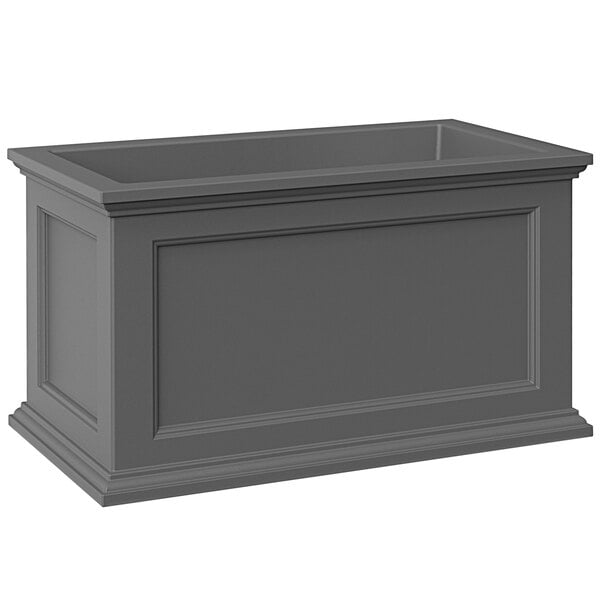 A rectangular graphite grey planter box with a square top.