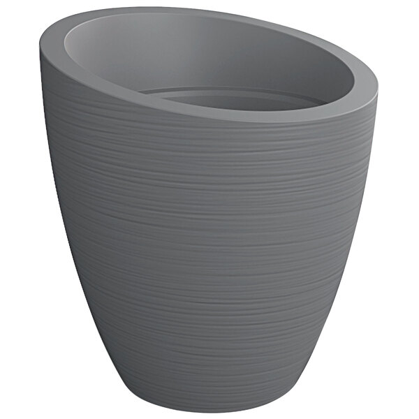 A curved grey Mayne Modesto planter.