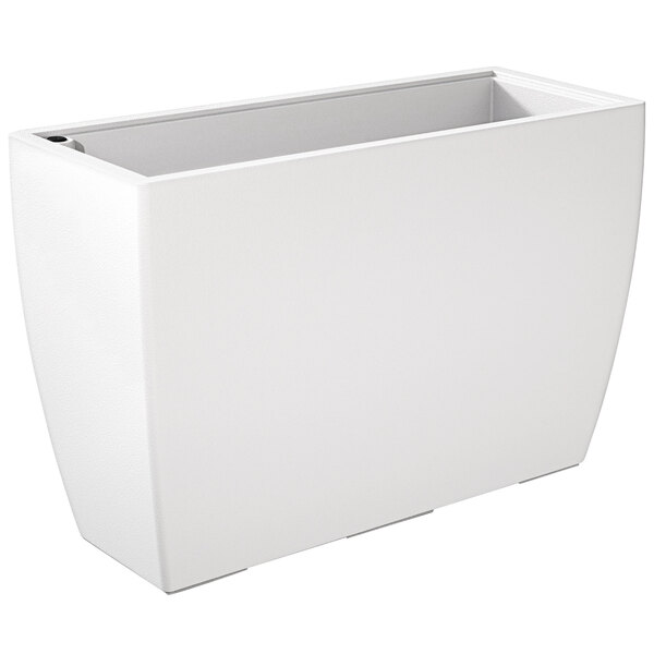 A white rectangular Mayne trough planter.