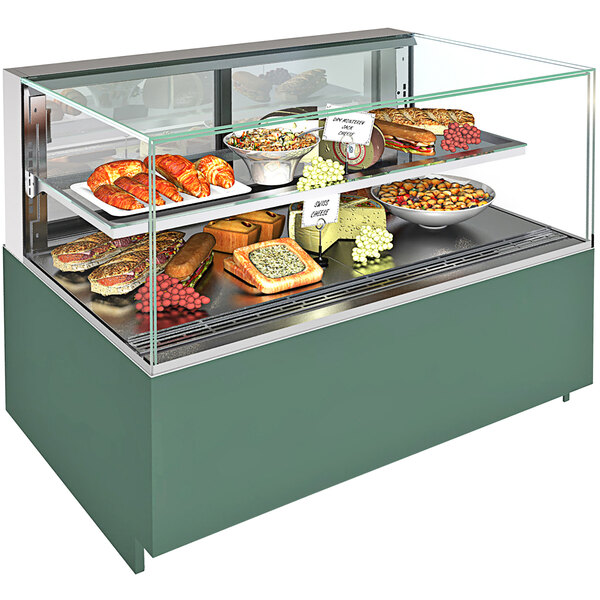 a display case with food on it