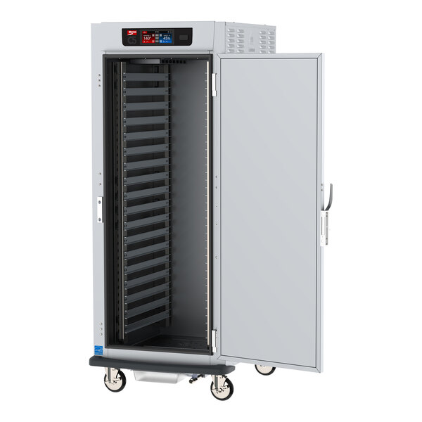 A white Metro C5 holding cabinet with a door open.