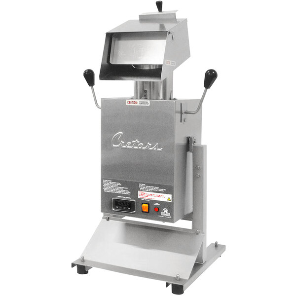 A Cretors Poppi hot air popcorn popper with a stainless steel screen.
