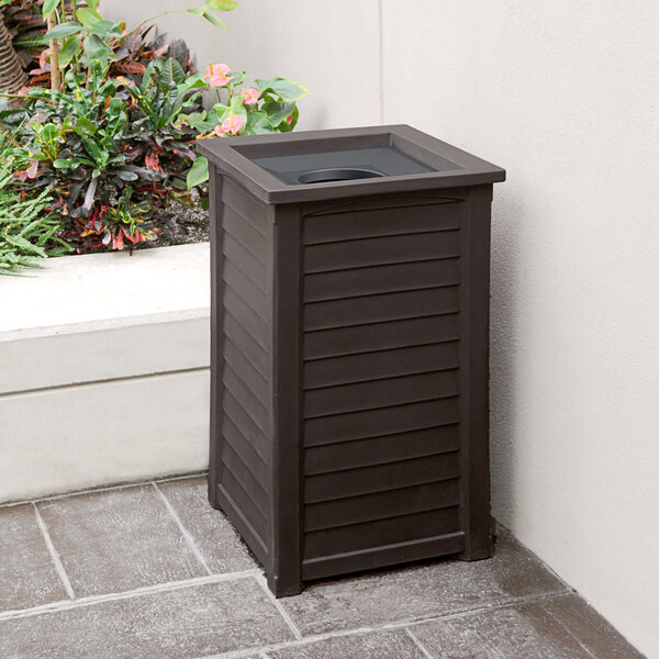 An espresso brown rectangular decorative waste bin.