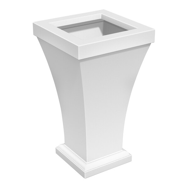 A white square planter with a square base.